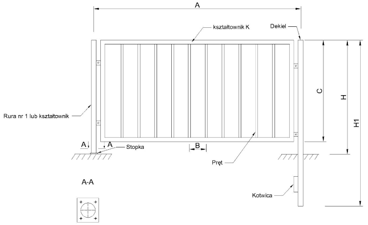Ogrodzenie segmentowe – rama z kształtownika wypełnienie z pionowych szczeblin